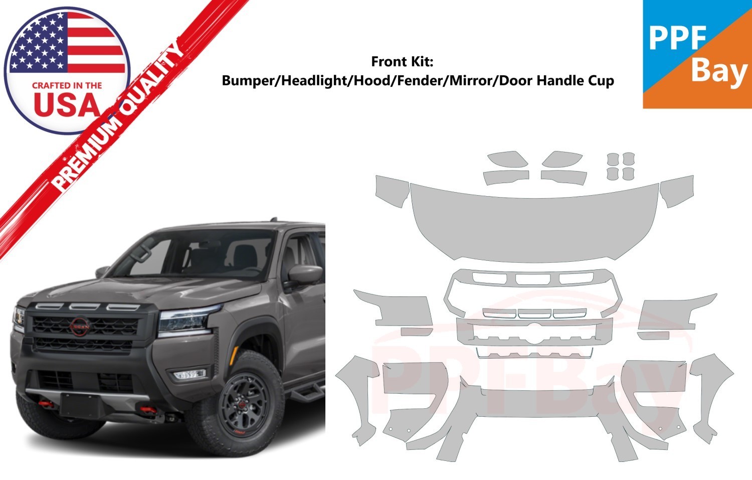For Nissan Frontier Pro-4X 2025-2026 Front Paint Protection Film PreCutKit PPF