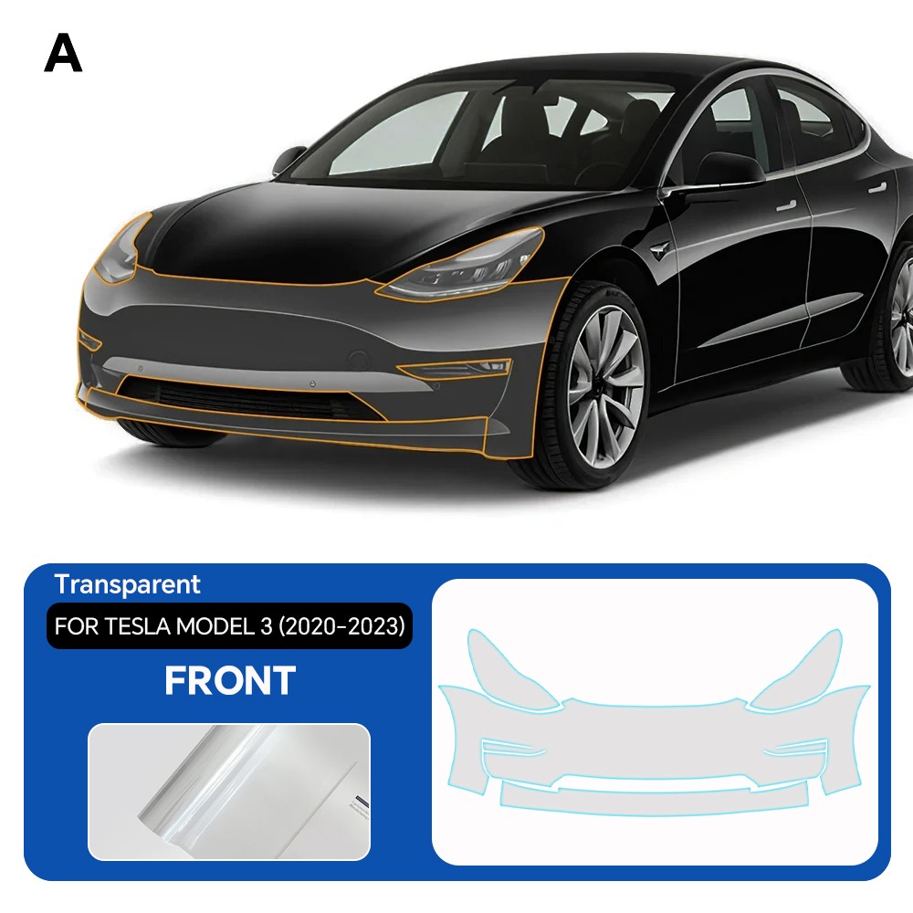For Tesla Model 3 2020-2023 Front Bumper Precut Paint Protection Film Clear PPF