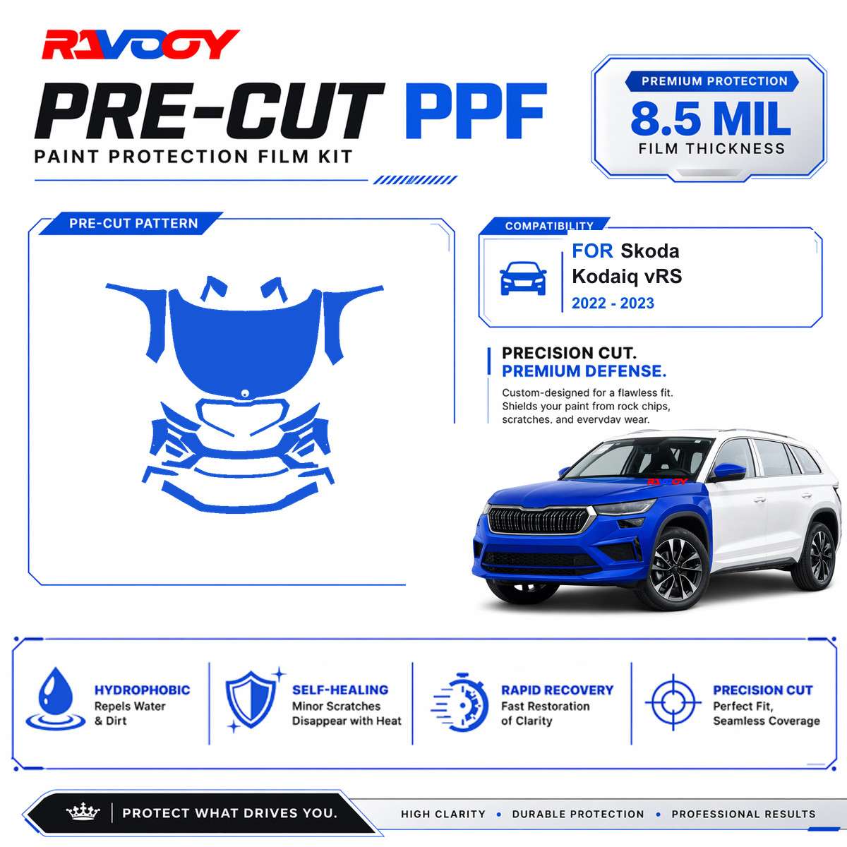 Precut PPF Clear Bra Kit For Skoda Kodaiq vRS 2022-2023 Paint Protection Film