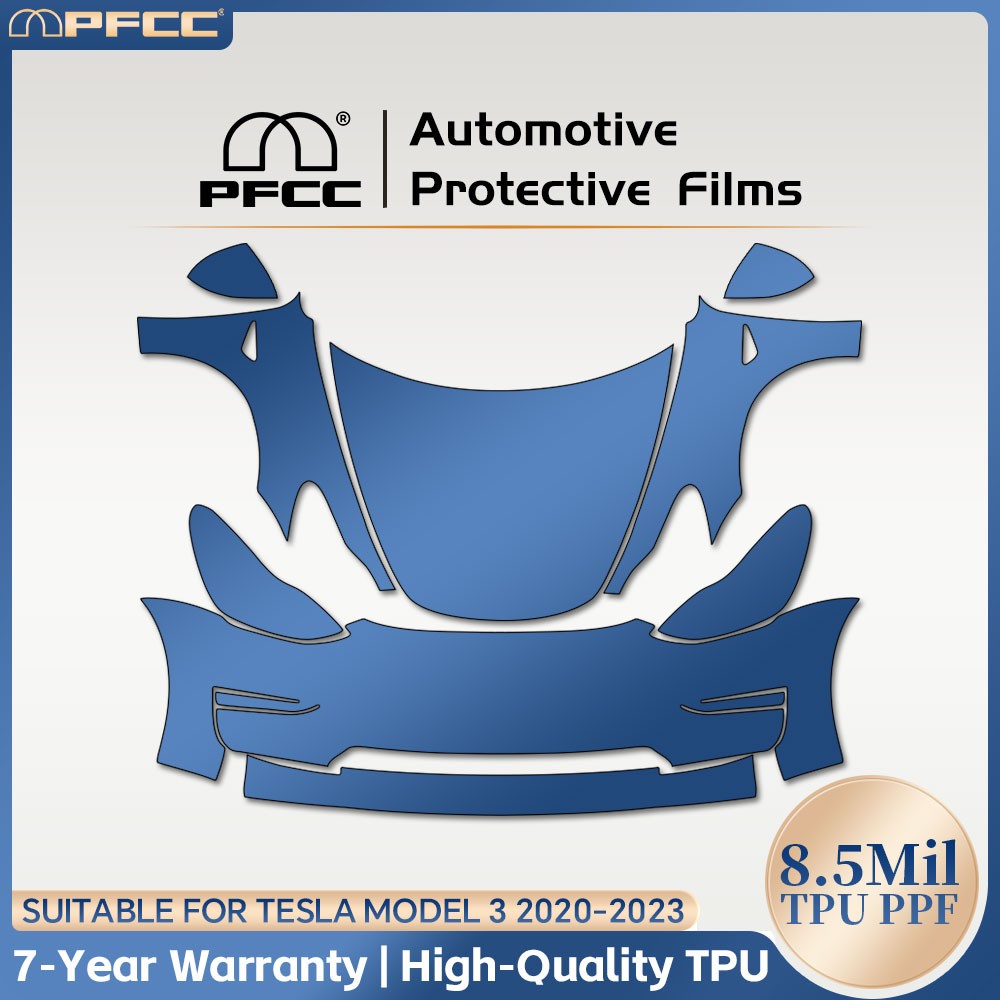 Full Front For Tesla Model 3 2020-2023 PreCut Paint Protection Film Clear PPF