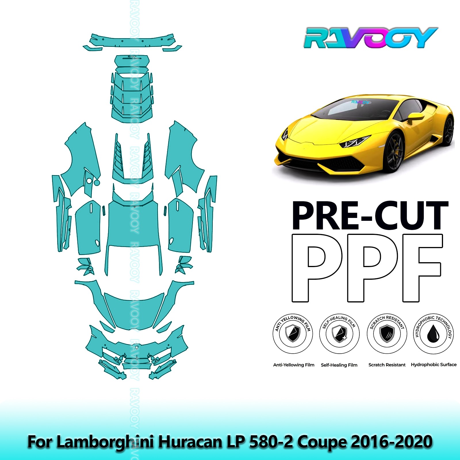 PreCut Paint Protection PPF Kit For Lamborghini Huracan LP 580-2 Coupe 2016-2020