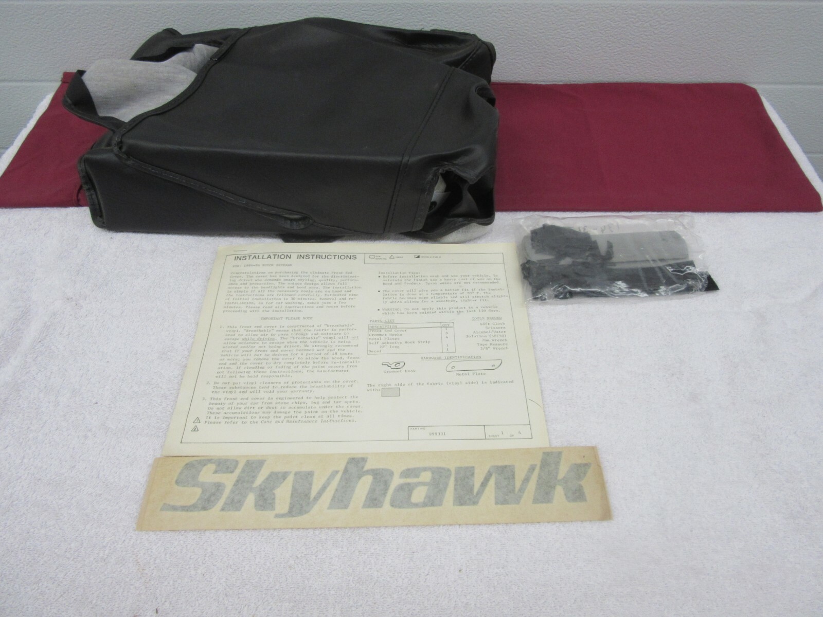 NOS 1984-1986 Buick Skyhawk Custom Front End Cover Bra Package GM 999331 dp