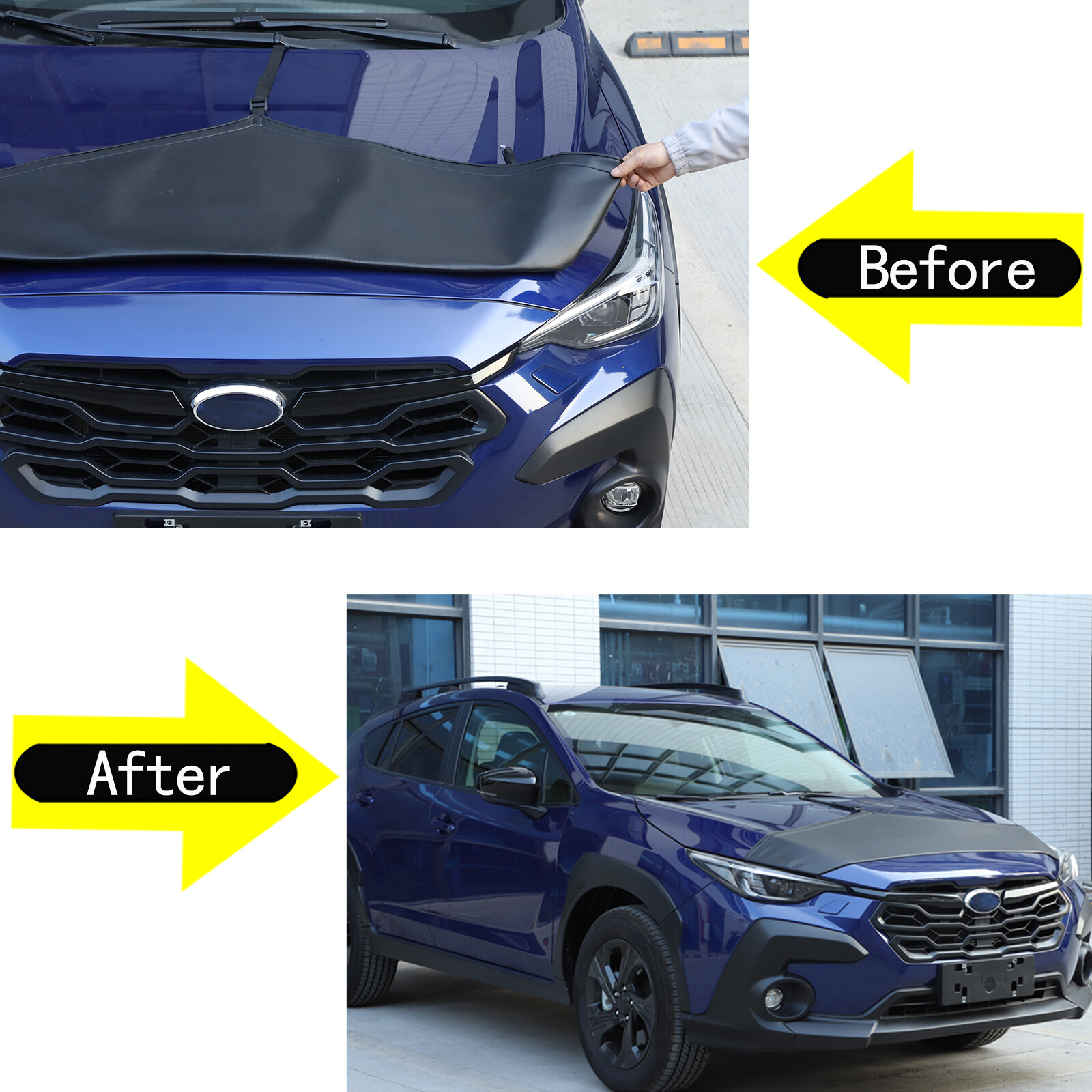 Front End Bumper Hood Mask Bra Cover Fits For Subaru Crosstrek 2024 2025 Lether