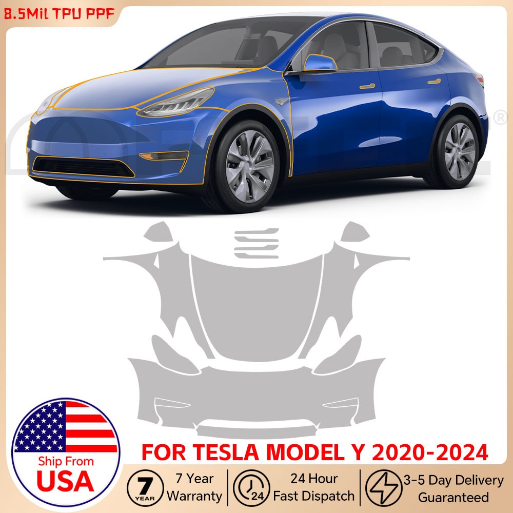 For Tesla Model Y 2020-2024 Full Front Paint Protection Film PreCut Kit PPF TPU