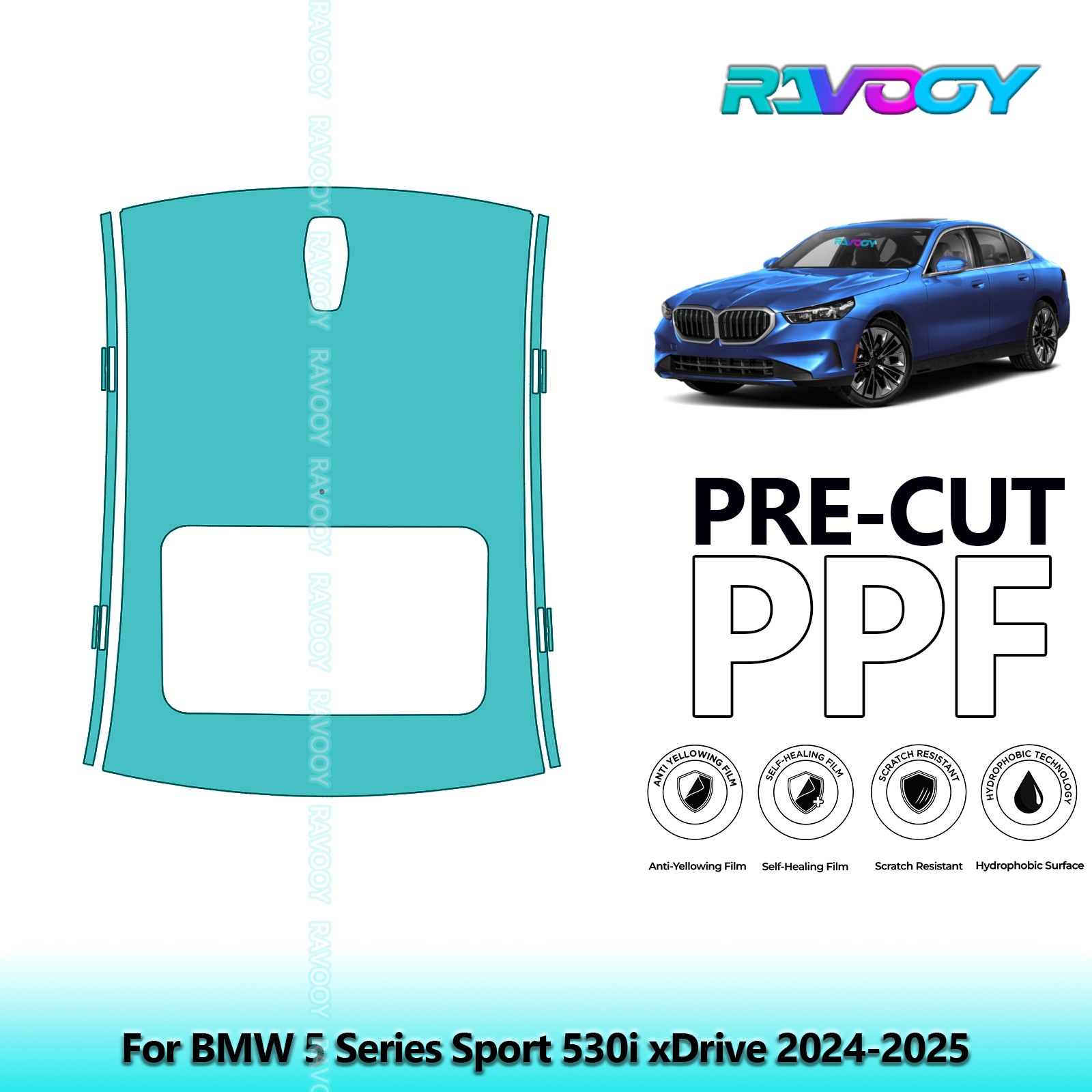 PreCut Paint Protection PPF Kit For BMW 5 Series Sport 530i xDrive 2024-2026 TPU