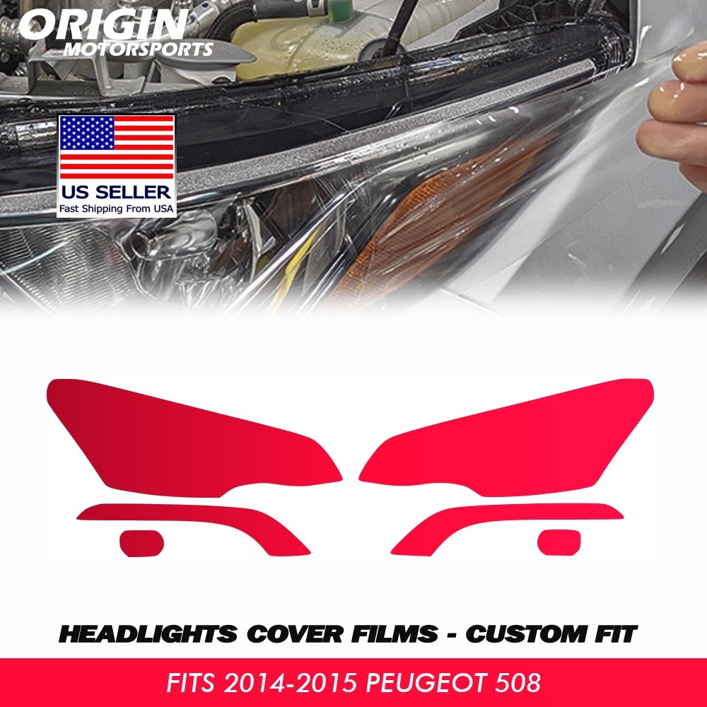 PreCut Headlights Protection Clear Covers Bra Film PPF For 2014-2015 Peugeot 508
