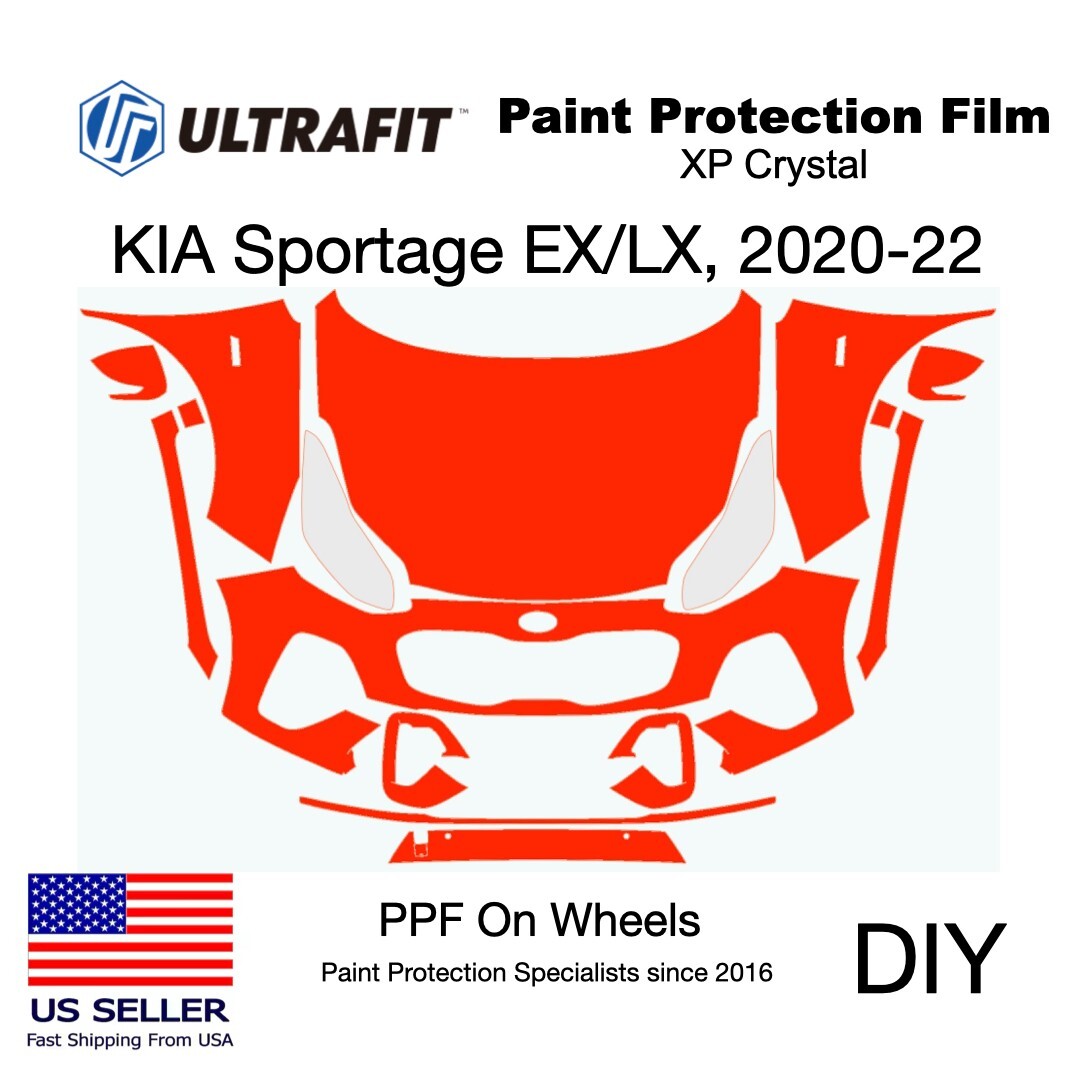KIA Sportage EX/LX, 2020-22. Pre-Cut Kit DIY, FULL FRONT, PPF, Gloss