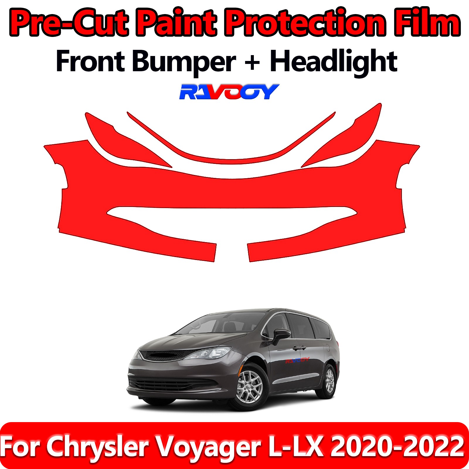 8.5Mil PreCut Front Bumper PPF Kit Film For Chrysler Voyager L-LX 2020-2022