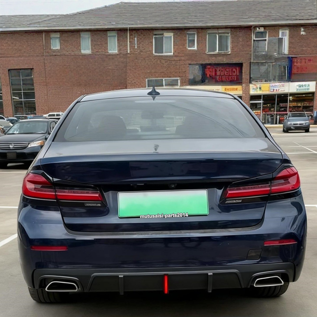 FOR 2021-2023 BMW 5 SERIES G30 LCI 530I 540I BASE REAR DIFFUSER LED GLOSS BLACK