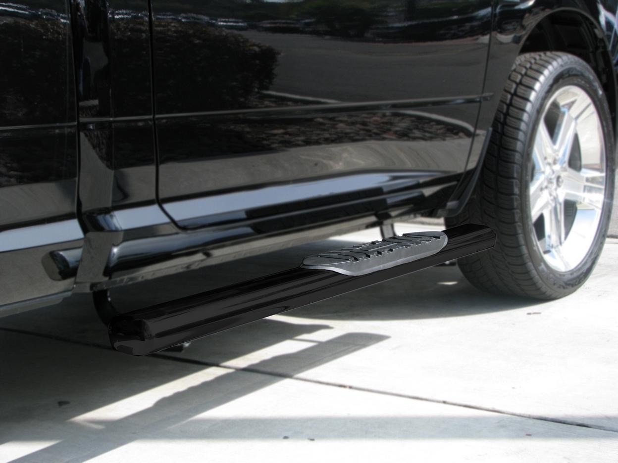 TrailFX A7040B 5 Inch Oval Straight Powder Coated Black Steel Rocker Panel Mount