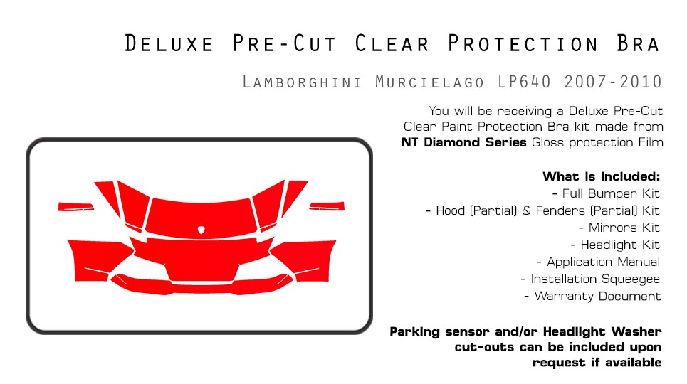 Lamborghini Murcielago LP640 07-2010 Clear Bra Protection PPF Kit
