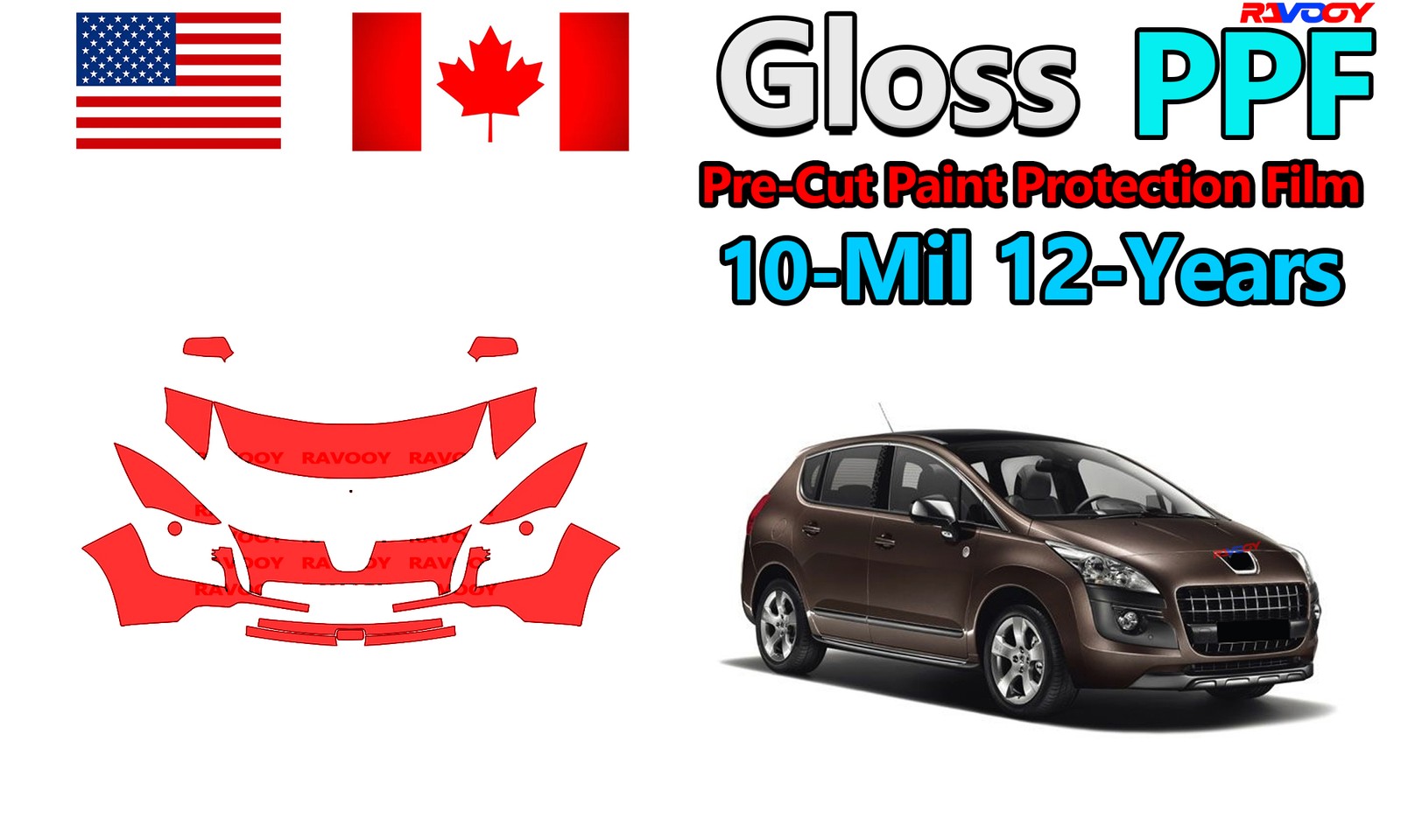 reCut PPF Paint Protection Film For Peugeot 3008 Exclusive-Sport-Style 2010-2012