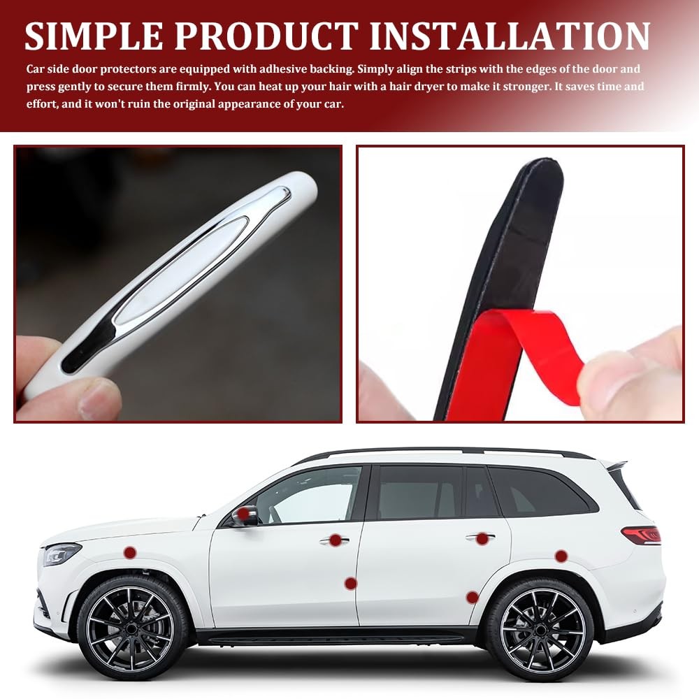 HQRNYP 4PCS Car Door Edge Guards, Metal Bumper for 4.44 inch, White