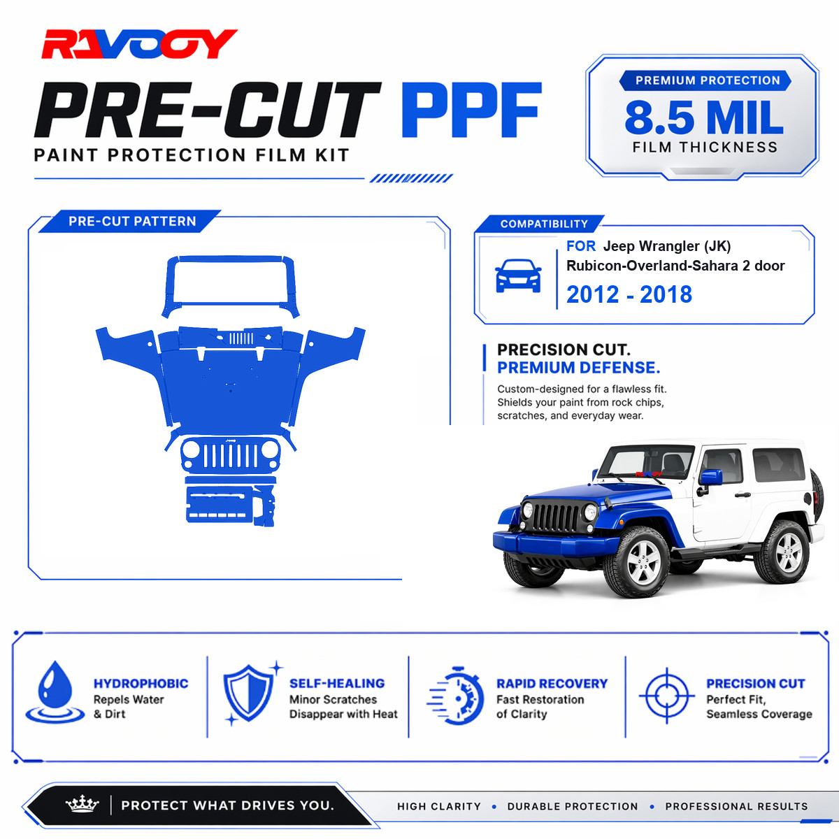 PPF Kit For Jeep Wrangler (JK) Rubicon-Overland-Sahara 2 door 2012-2018