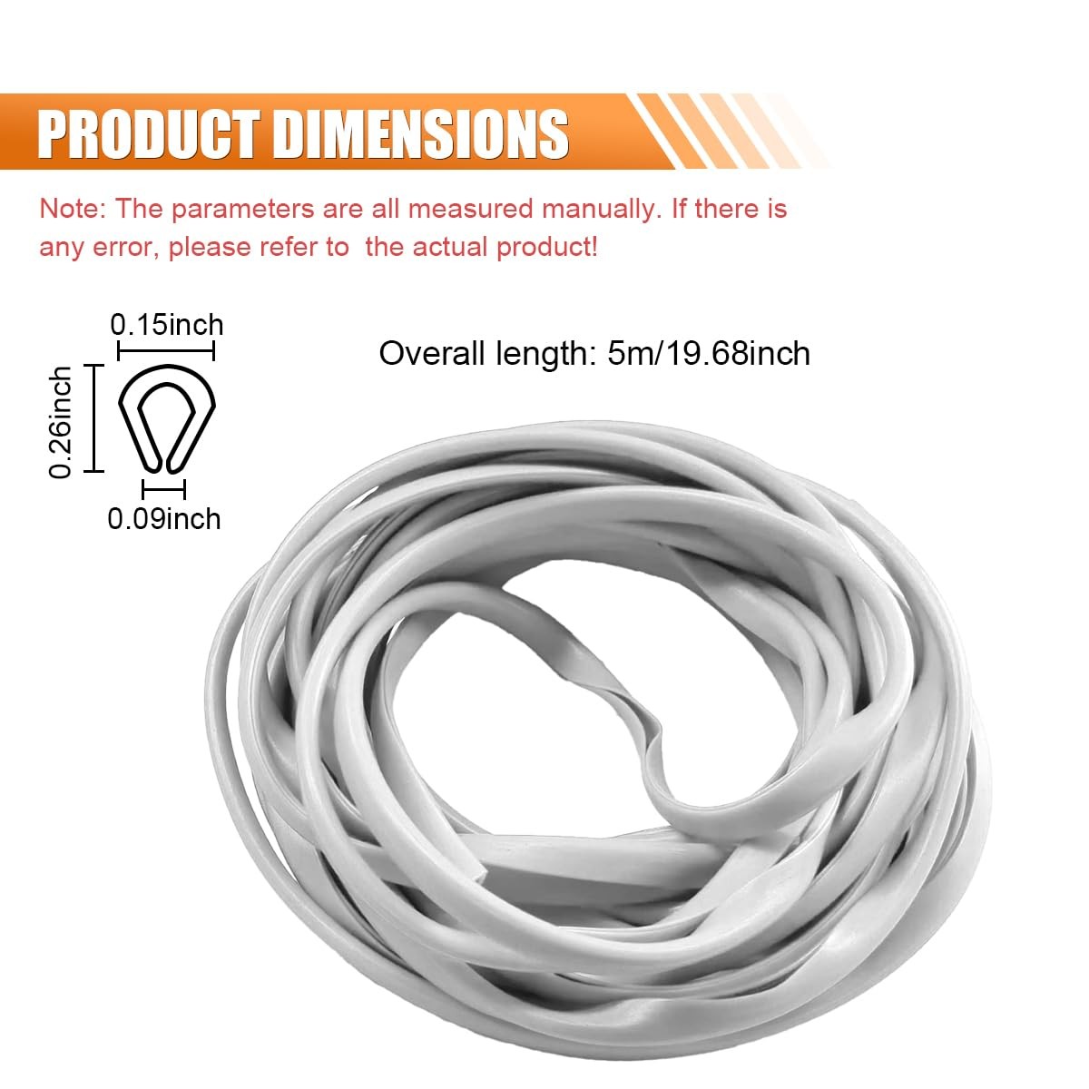 16Ft/5M Car Door Edge Guards, U Shape Trim 19.68 inch, White