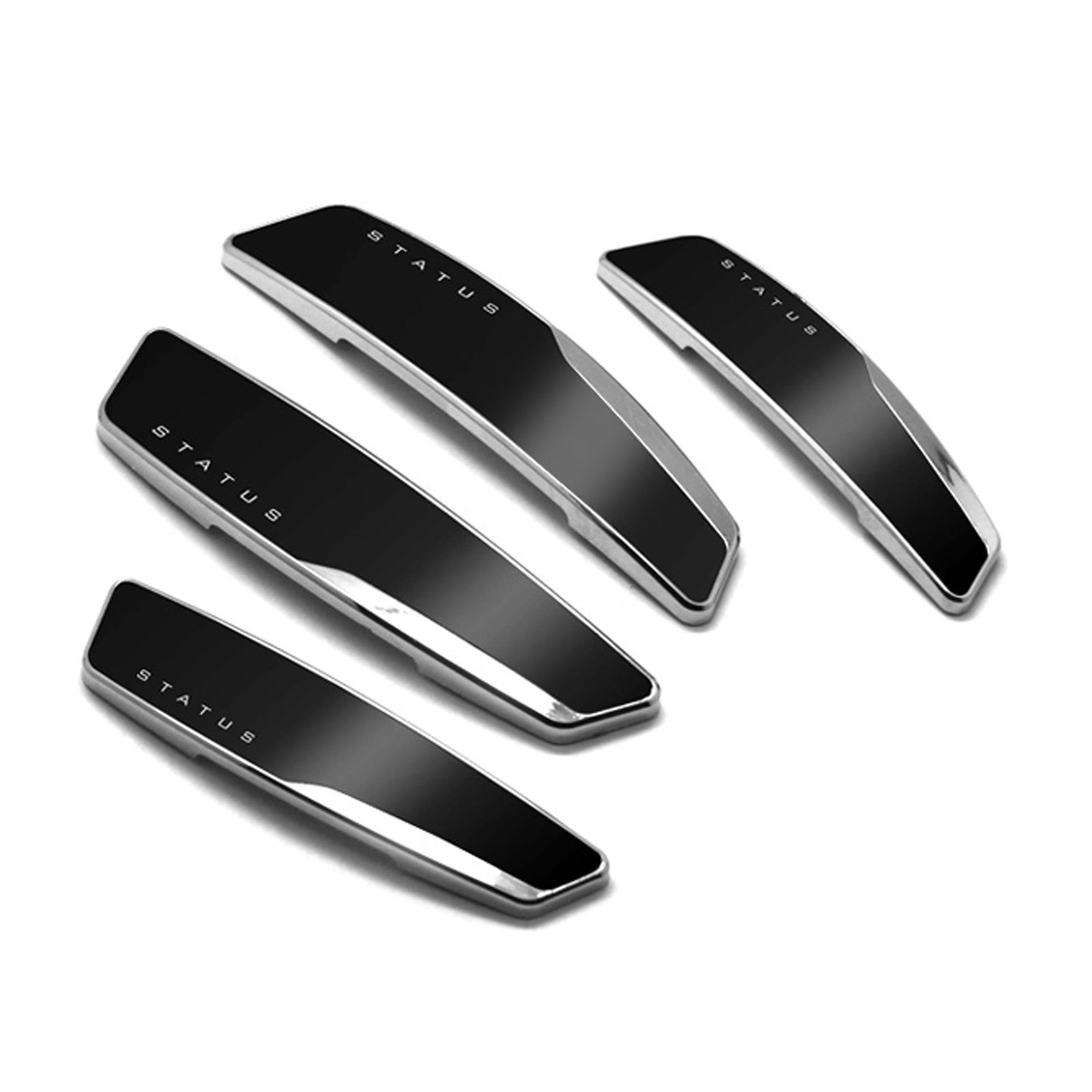 4 Pcs Status High Glossy 9.5cm x 2.3cm (Front), 8.2cm x 2.0cm (Rear), Black