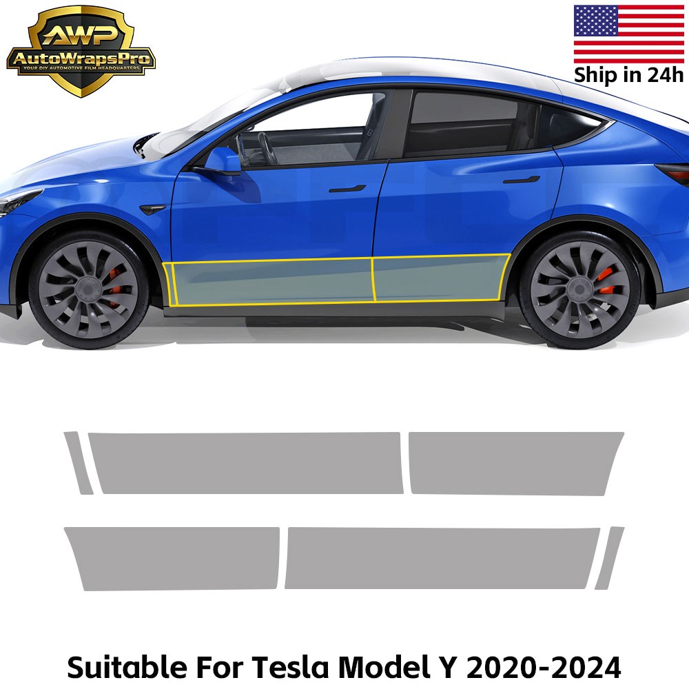 Tesla Model Y 2020-2024 Door Extended PreCut Paint Protection Film Clear Bra PPF