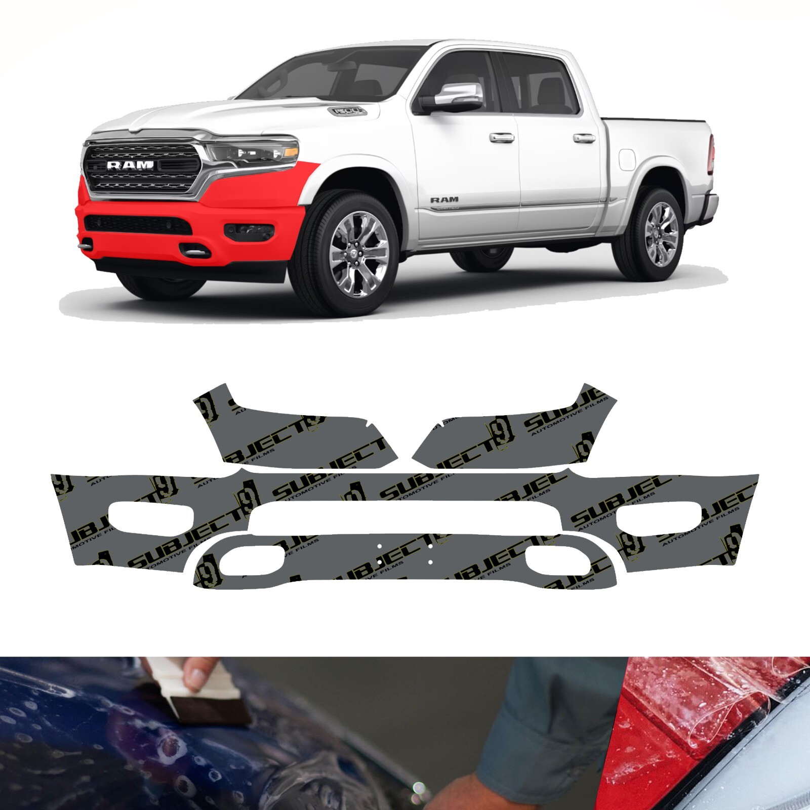 19-24 Ram Laramie Limited Pre-Cut Front Bumper Paint Protection Clear Film PPF
