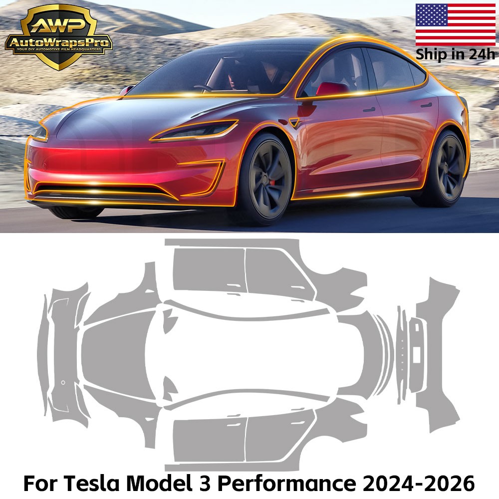 Matte PPF PreCut Full Car Kit For Tesla Model 3 Performance 2024-2026 Protection