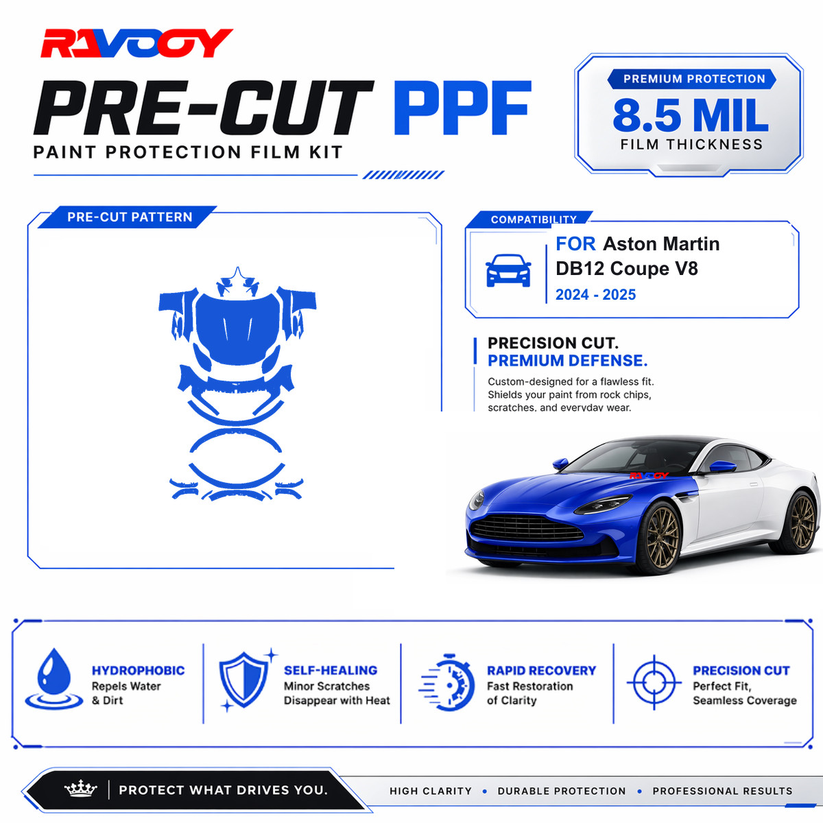 Precut PPF Clear Bra Kit For Aston Martin DB12 Coupe V8 2024-2025