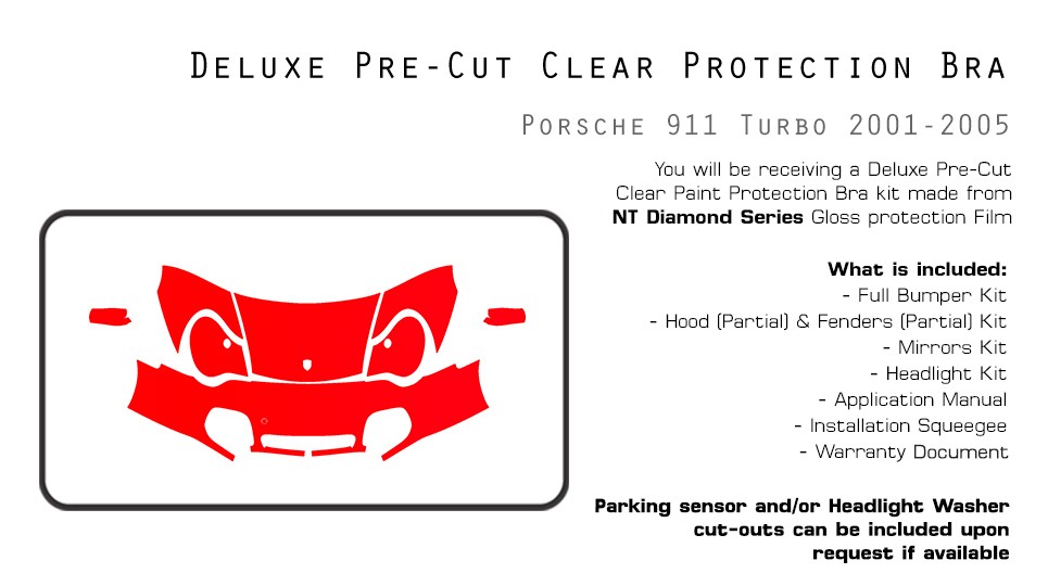 Porsche 911 Turbo 2001-2005 PreCut Paint Protection Film Clear Bra PPF