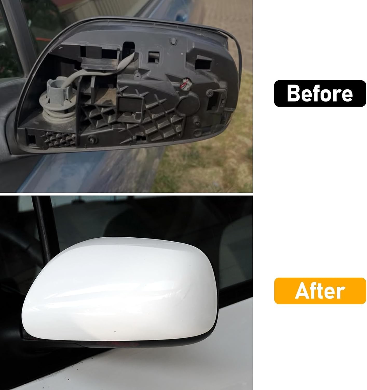 2PCS White Side Mirror Cover Clip-on Toyota Yaris 2006 2007 2008 2009 2010 2011