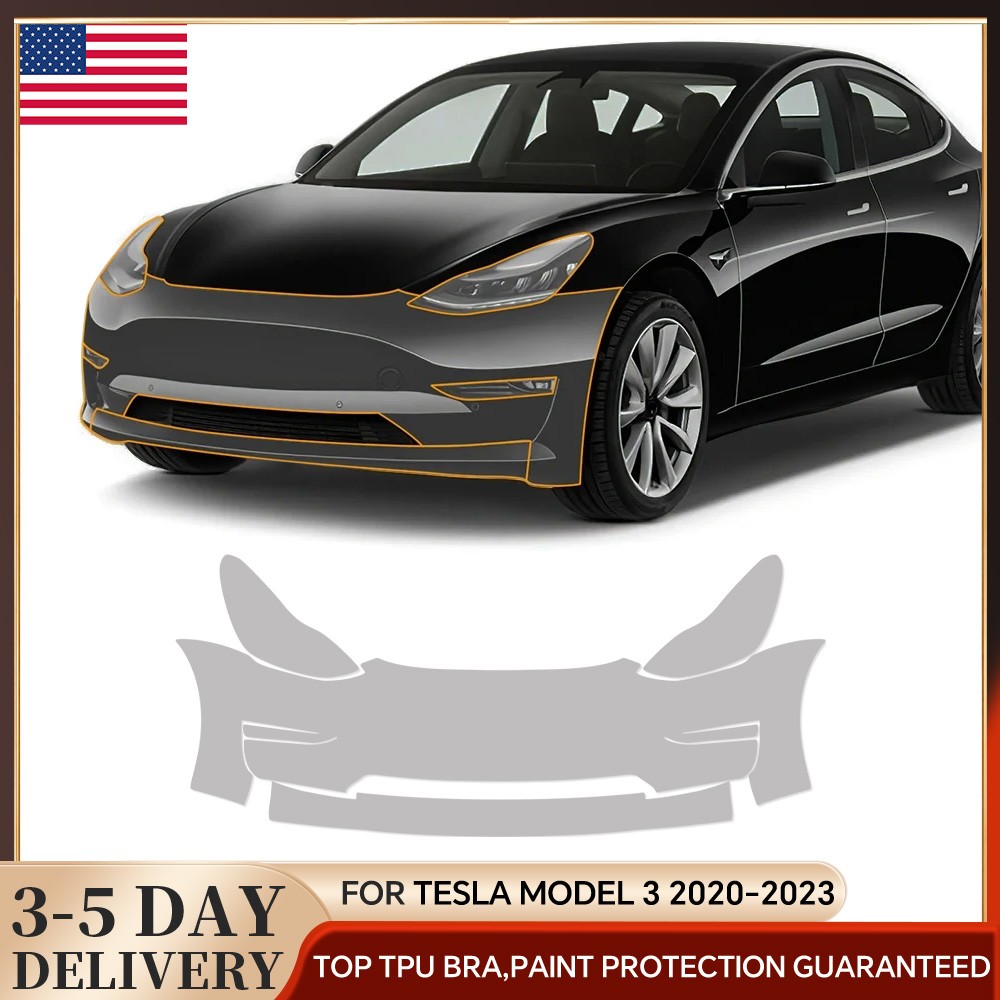 For Tesla Model 3 2020-2023 Front Bumper Precut Paint Protection Film Clear PPF