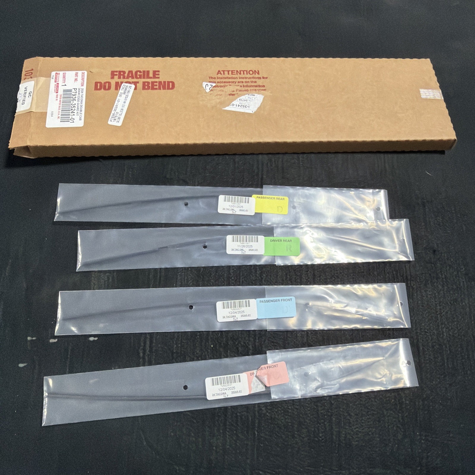 🌟 2025-2026 TOYOTA Tacoma DOOR EDGE GUARDS NEW OEM PT936-35241-01 Dark Gray