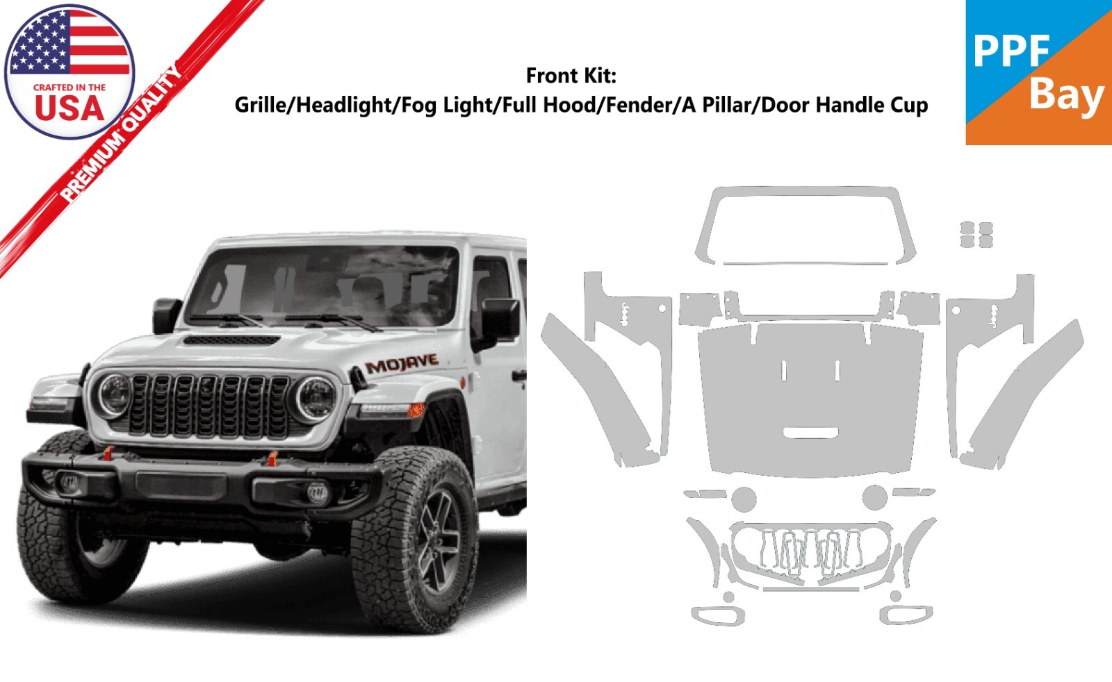 For Jeep Gladiator Mojave/Mojave X 2024-2025 Paint Protection Film PreCut PPF
