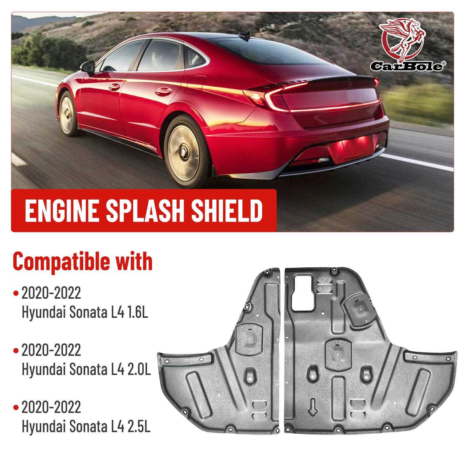 For 2020 2021 2022 Hyundai Sonata Front Engine Under Cover Splash Shields Sets