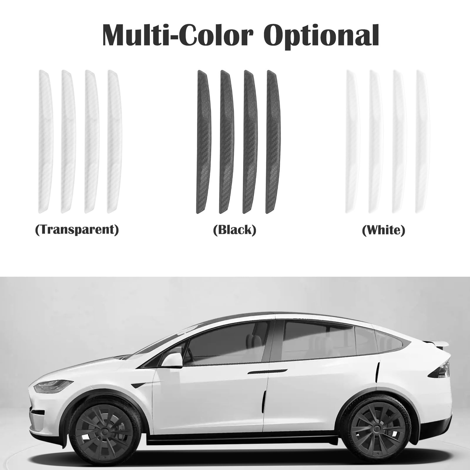 WORCAS 4Pcs Universal Car Door Edge Guards，Silicone 6*0.6INCH, Black