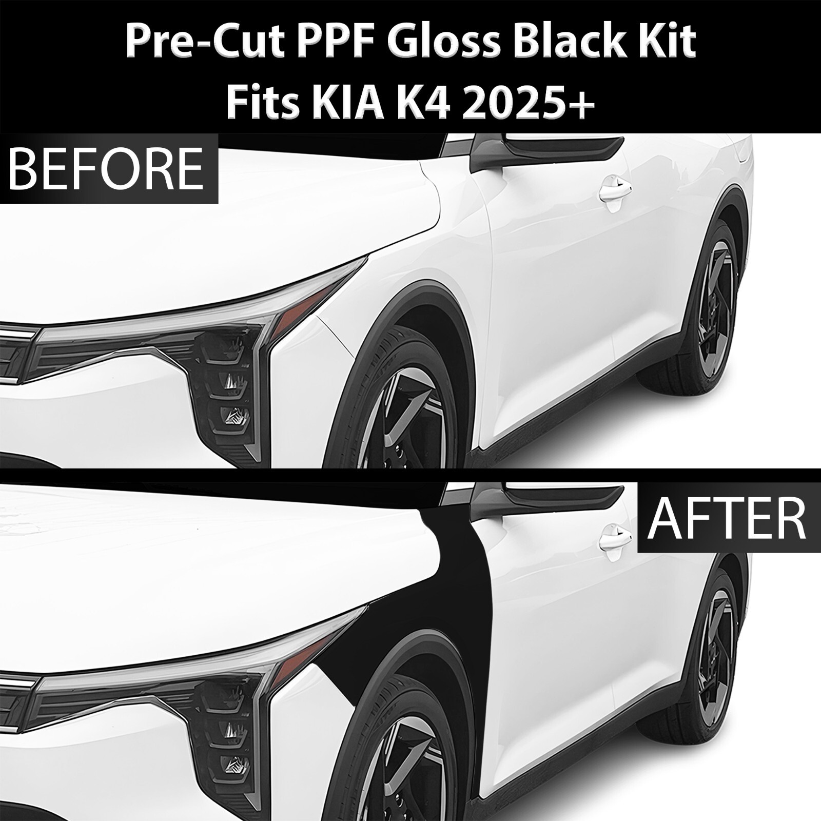 Pre Cut for KIA K4 2025 Fender Gloss Black Paint Protection Kit