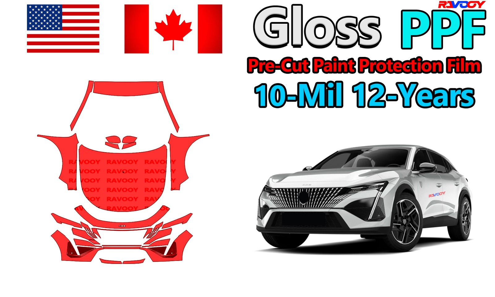 PreCut PPF Paint Protection Film For Peugeot 408 Base 2024-2025