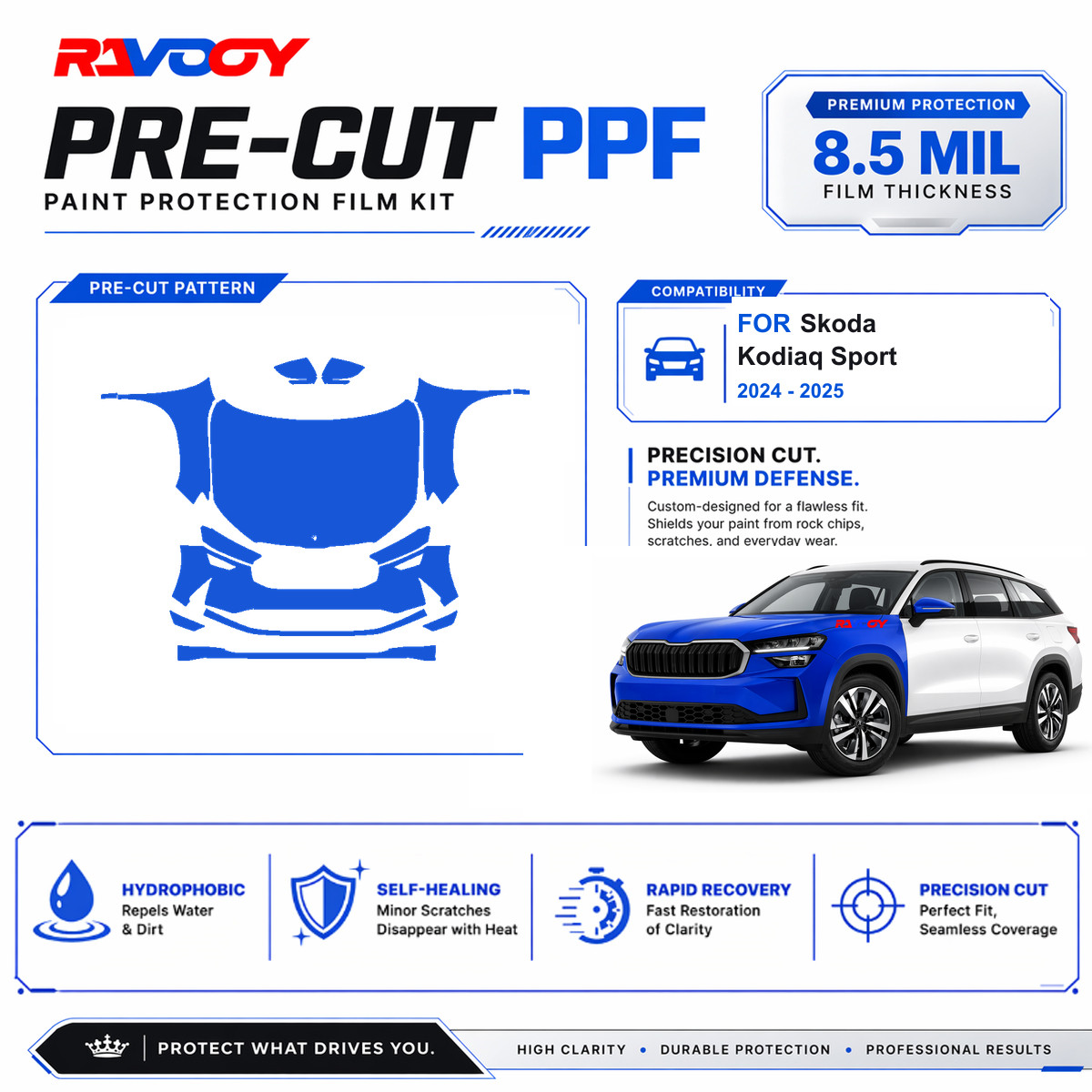 Precut PPF Clear Bra Kit For Skoda Kodiaq Sport 2024-2026 Paint Protection Film