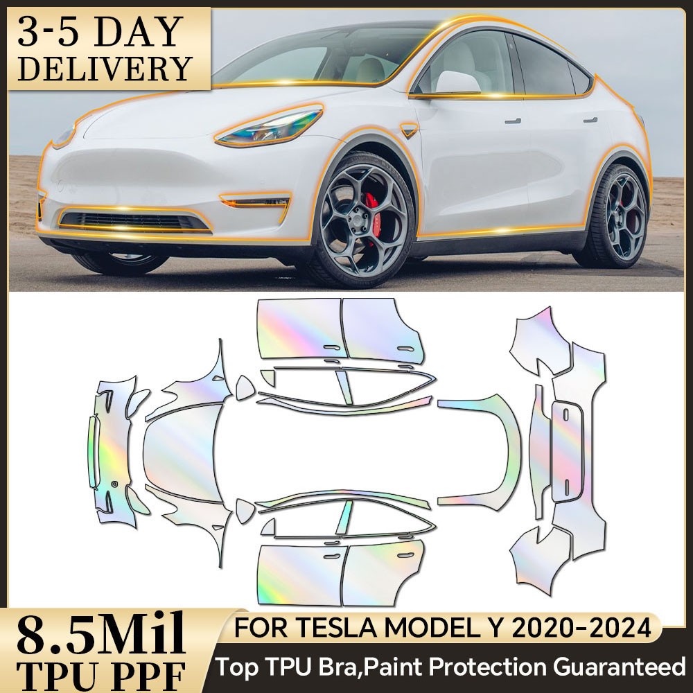 For Tesla Model Y 2020-2024 Full Car Kit Precut Paint Protection Film Gloss PPF