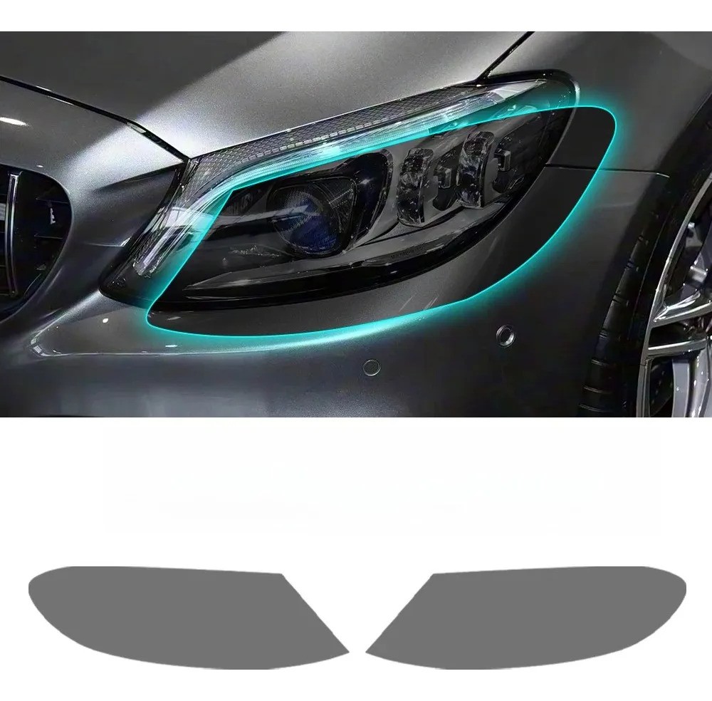 Set of 2 Smoked TPU Headlight Protection Film Fits 2015-2021 Mercedes C63