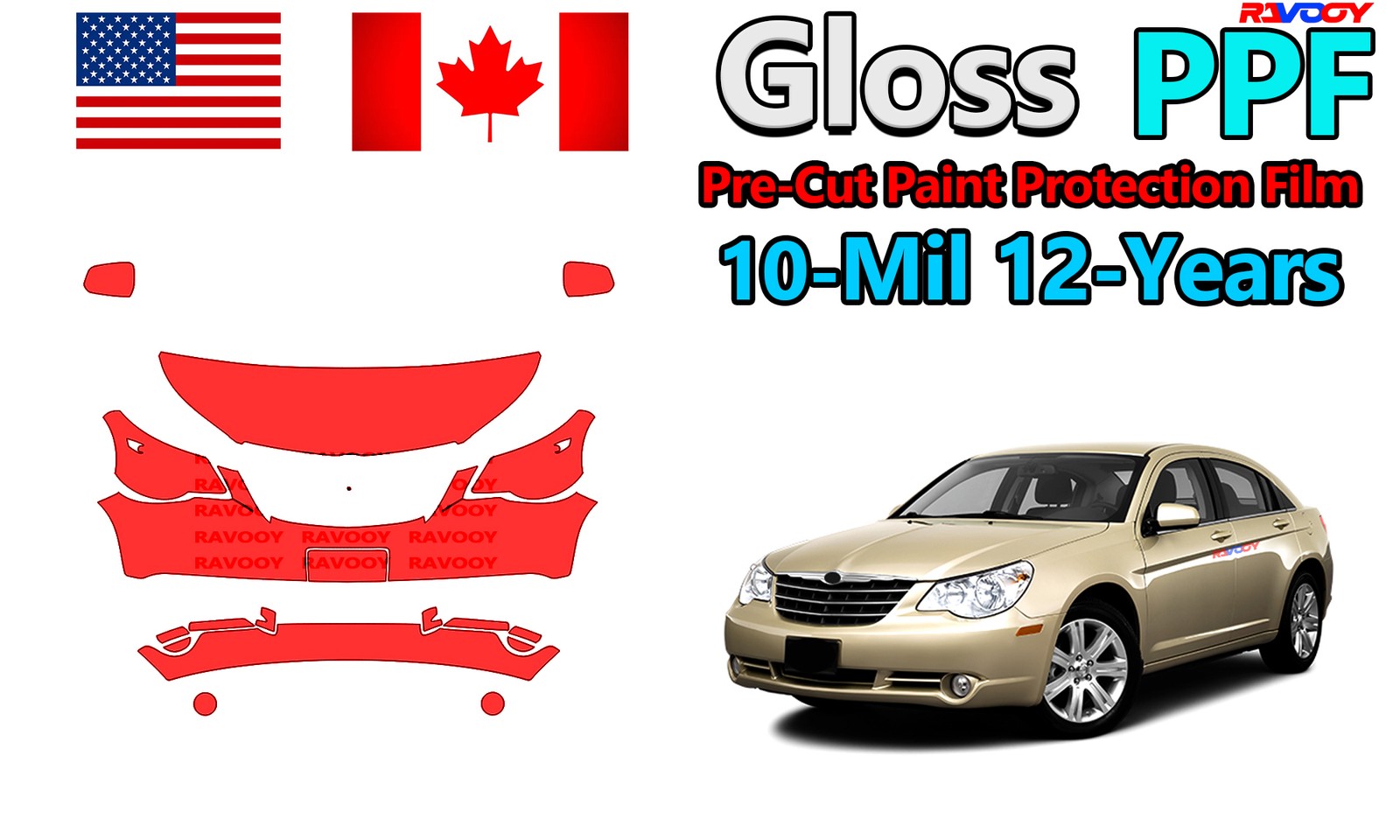 reCut PPF Paint Protection Film For Chrysler Sebring Base-Touring 2007-2010
