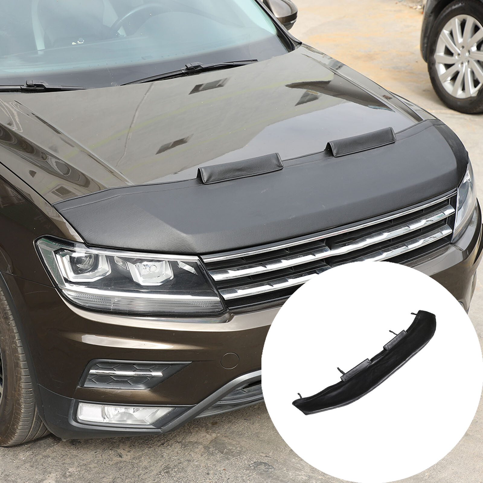 Front Hood Cover Engine End Bra Protector for Volkswagen VW Tiguan 2018-24 Black