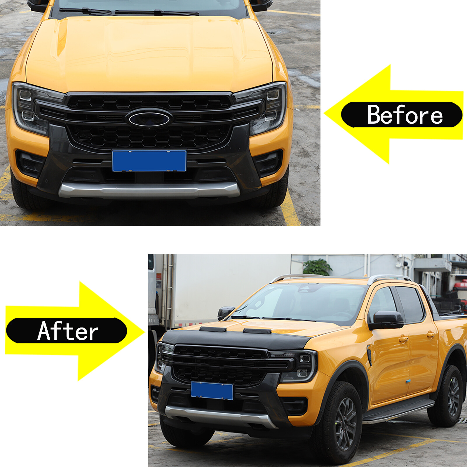 Front Hood Bonnet Mask Hood Bra Engine End Bra Protector Fits Ford Ranger 2024+