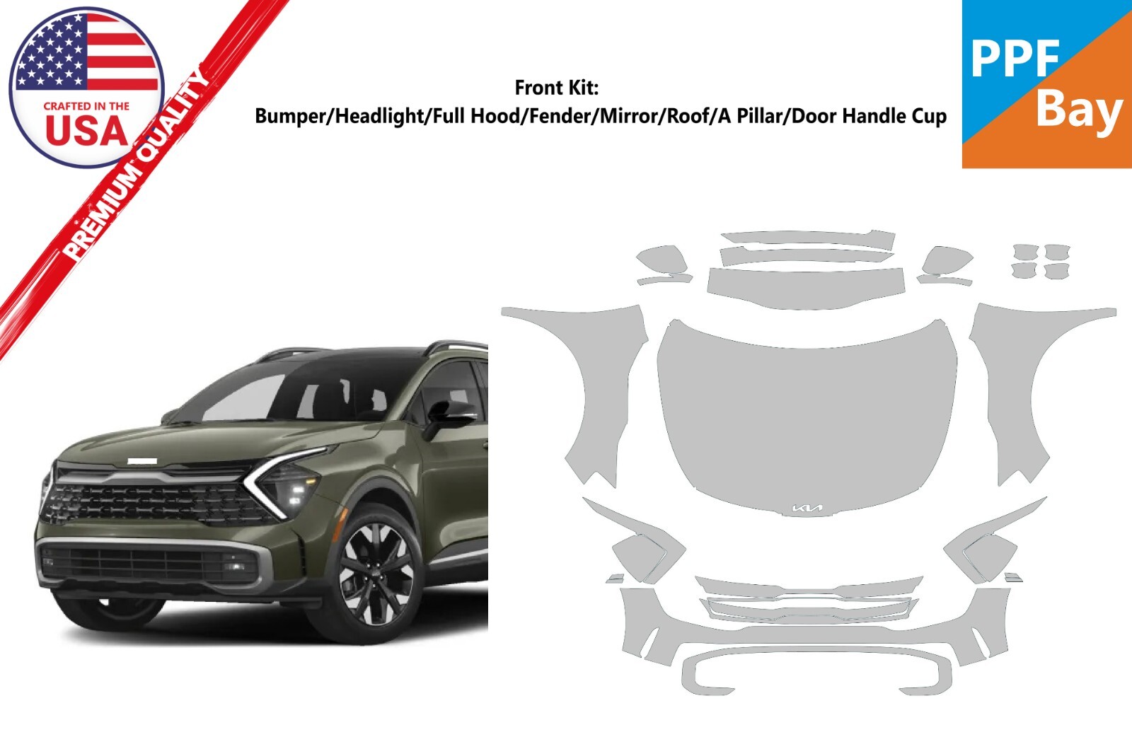 For KIA Sportage X-Line/X-Pro 2023-2024 Front Paint Protection Film PreCut PPF