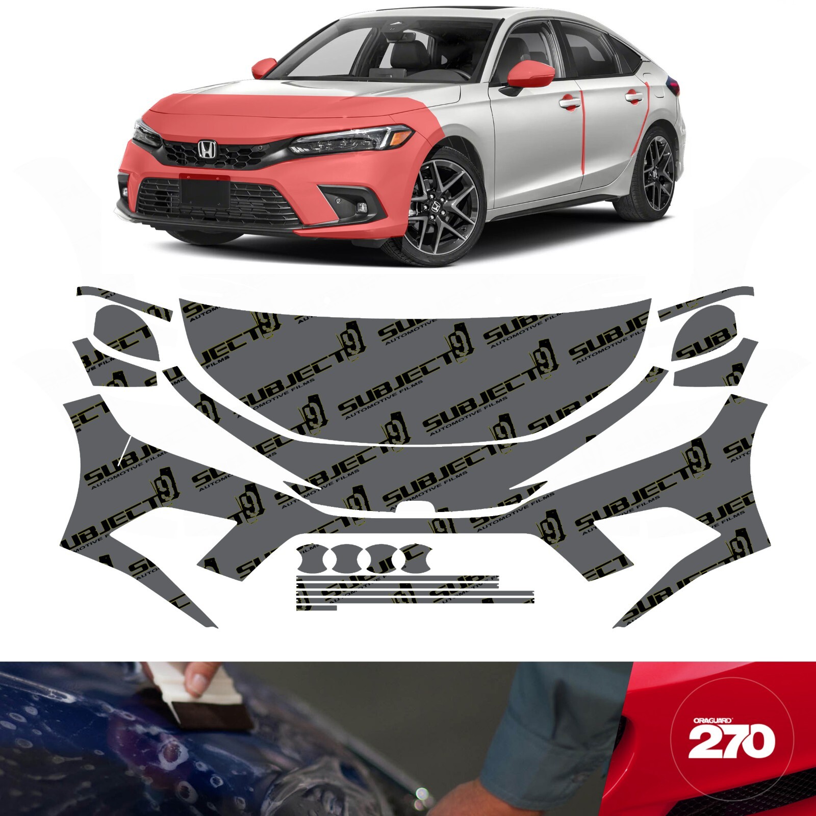 2022-24 Civic Pre-Cut Front Paint Protection Clear Film PPF bumper hood mirror