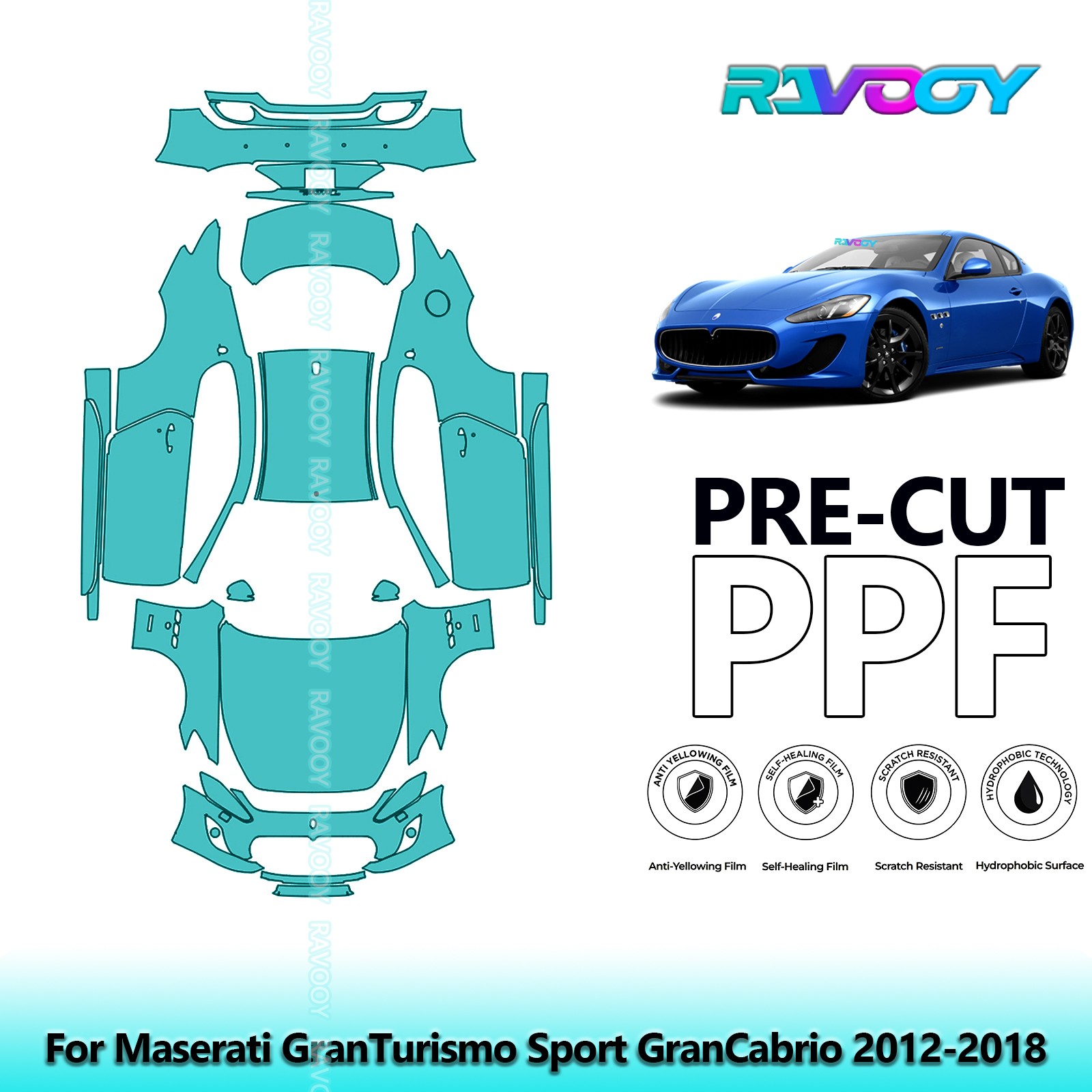Paint Protection Film PPF For Maserati GranTurismo Sport GranCabrio 2012-2018