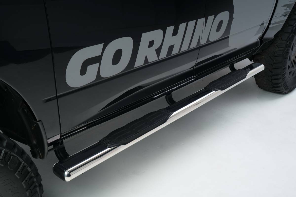Go Rhino 1000 Series 5″ Oval Side Steps Polished Stainless 73″ Long Bars Only