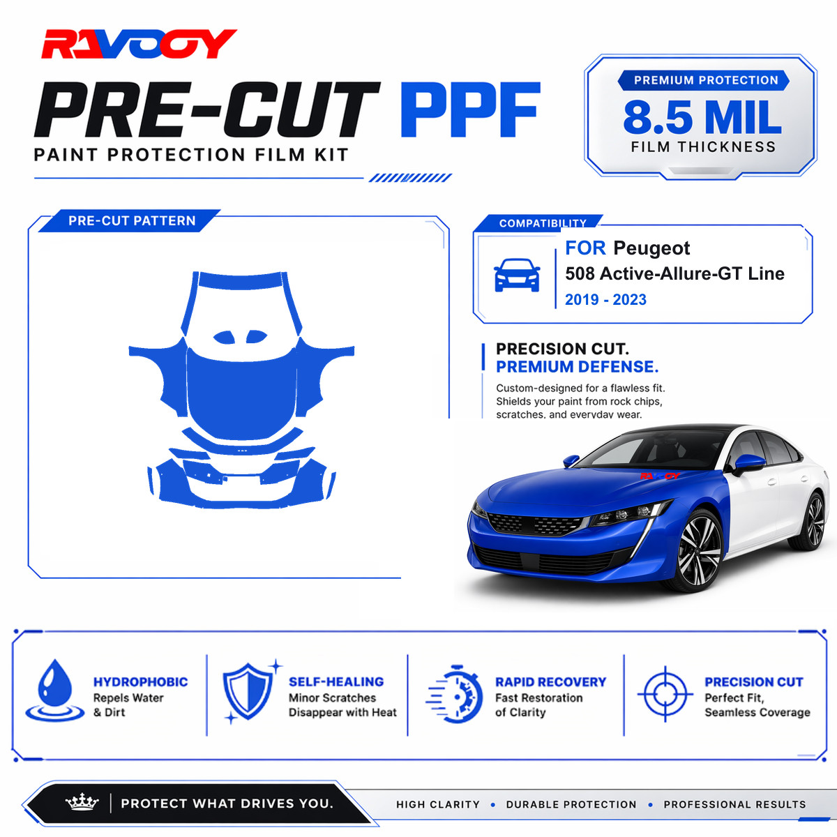 Precut PPF Clear Bra Kit For Peugeot 508 Active-Allure-GT Line 2019-2023