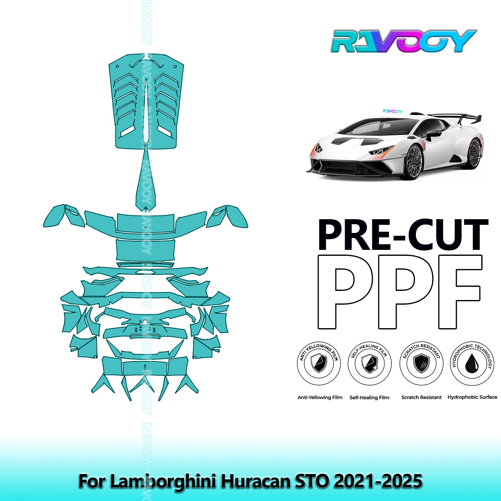 PreCut Paint Protection PPF Kit For Lamborghini Huracan STO 2021-2025