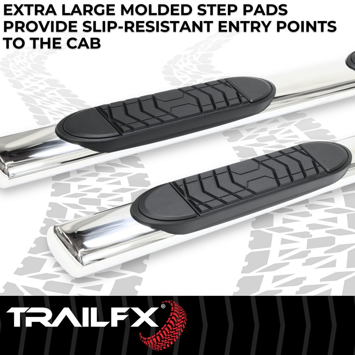 TrailFX A7052S 5 Inch Oval Straight Pol Stainless Steel Rocker Panel Mount