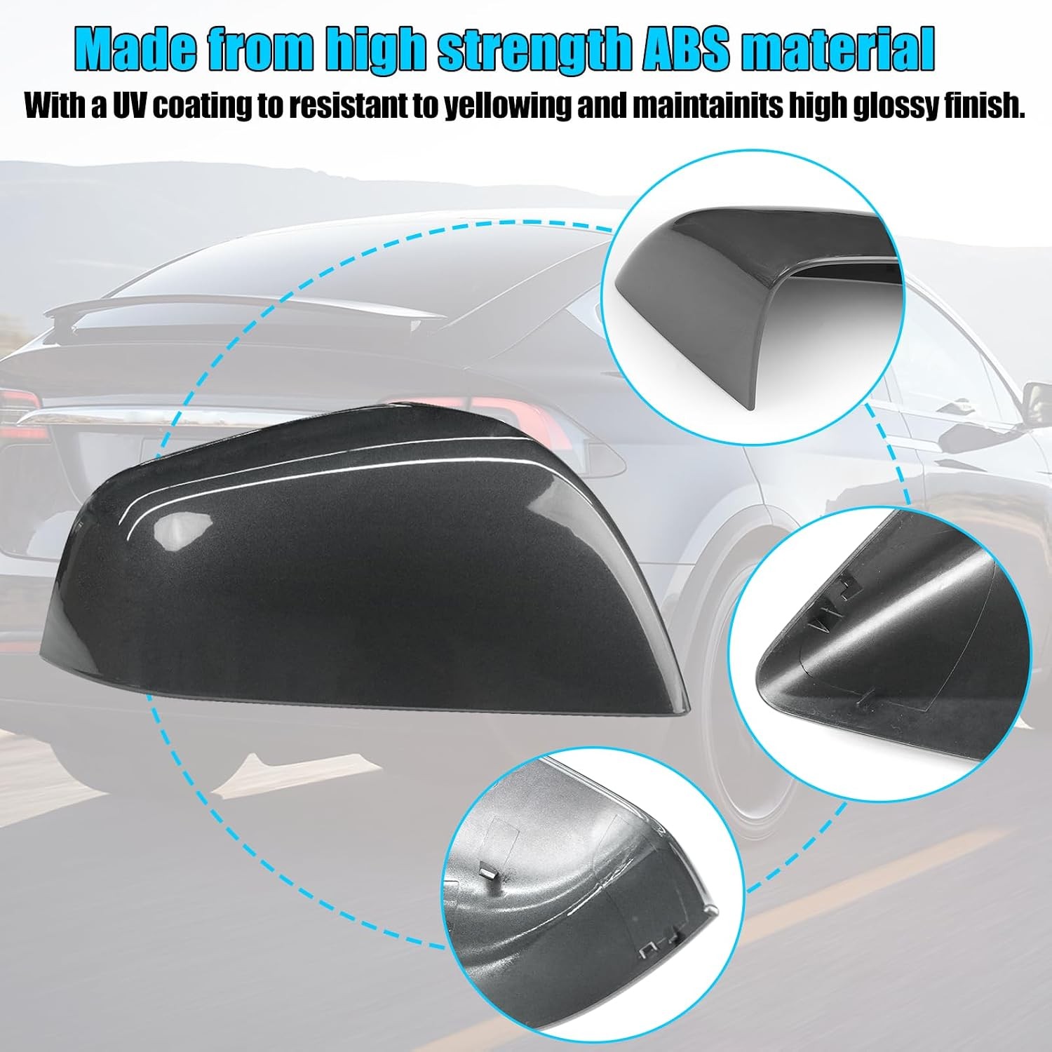 Tesla Model X Mirror Cover 2016-2025 Right Passenger Side Clip-on Rear View Mirr