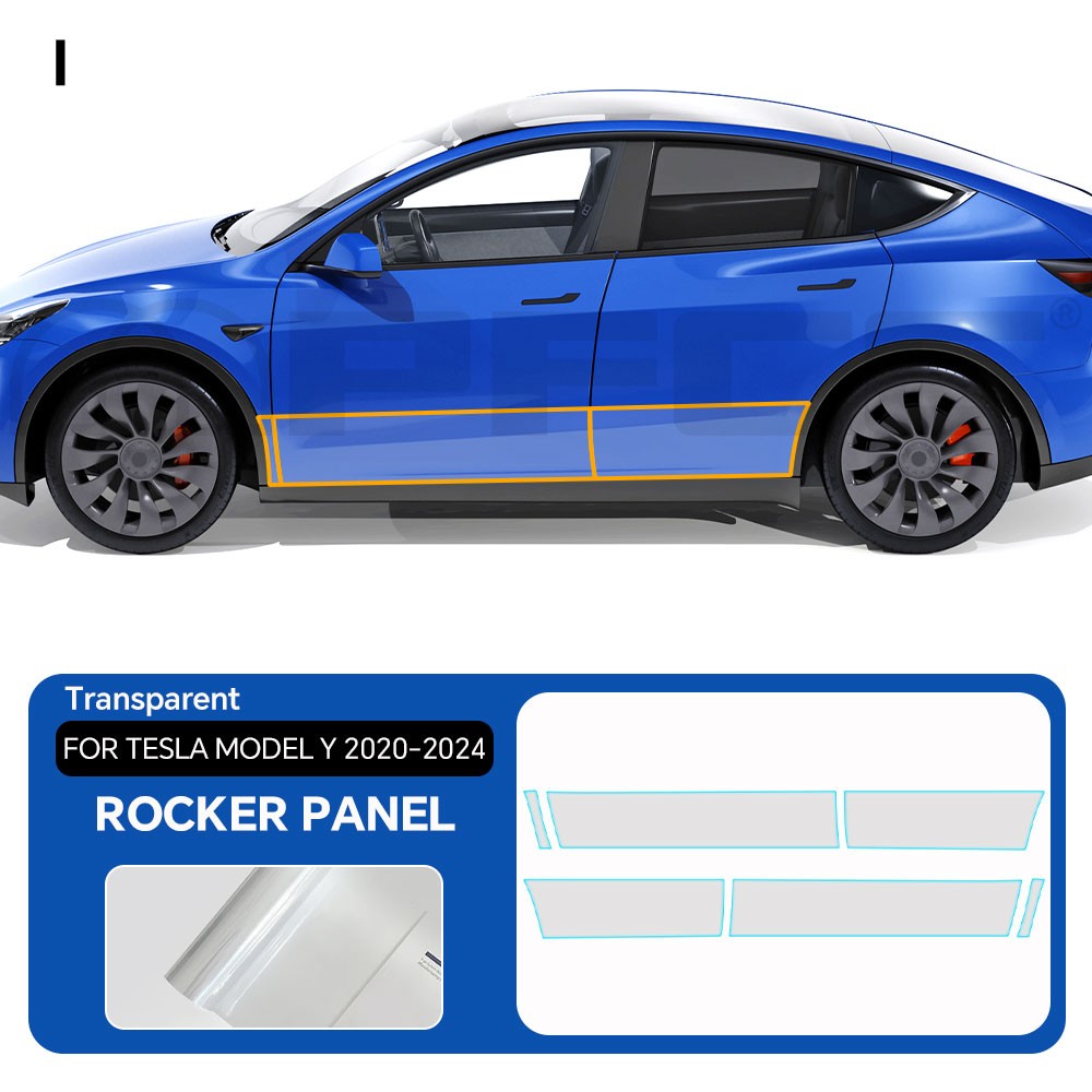 Tesla Model Y 2020-2024 Door Extended PreCut Paint Protection Film Clear Bra PPF
