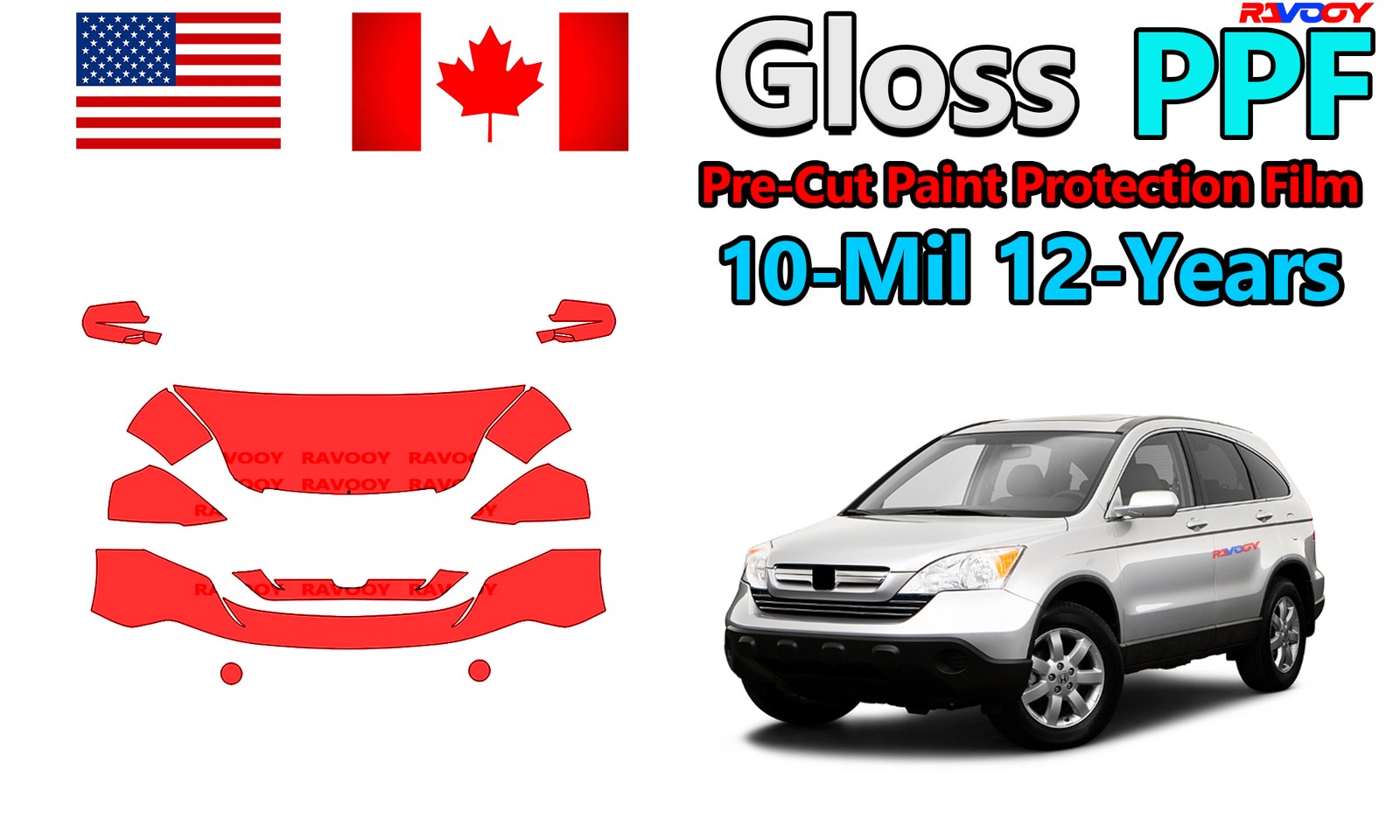 10mil Gloss PreCut PPF Paint Protection Film For Honda CR-V EX-LX 2007-2009