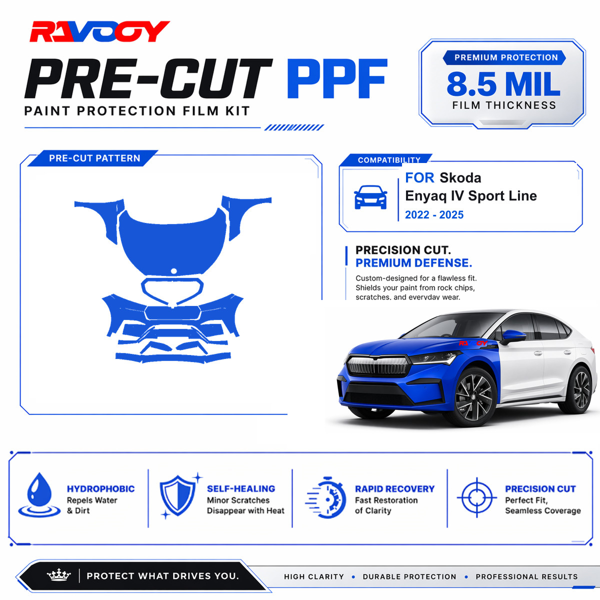 Precut PPF Clear Bra Kit For Skoda Enyaq IV Sport Line 2022-2026 8.5mil TPU